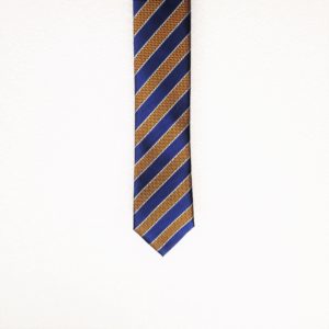 cravate bleue à motif or